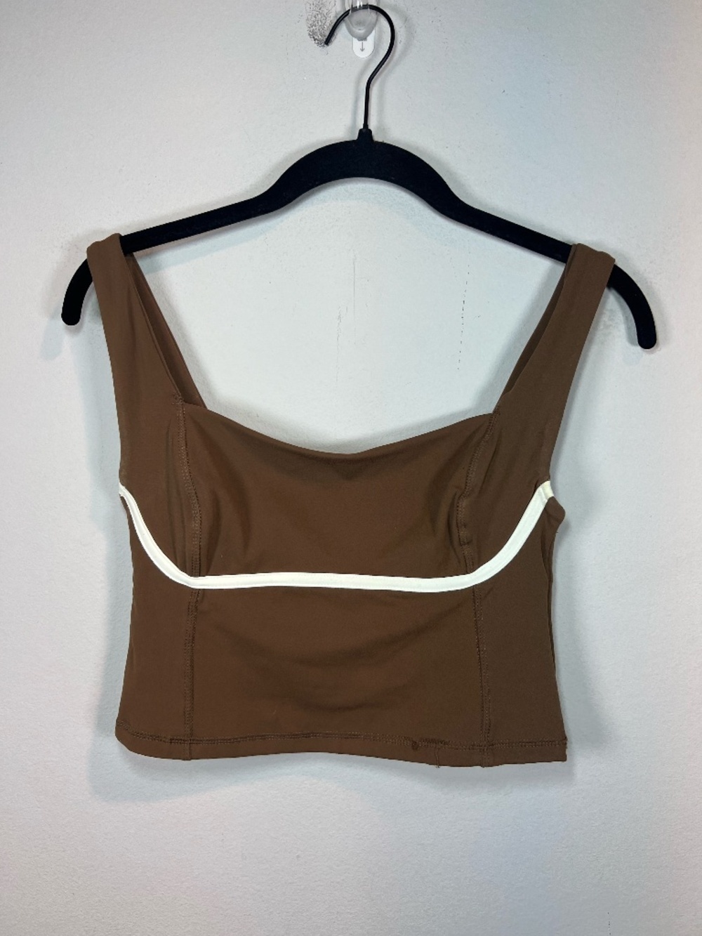 Monday Body Zion Tank Top Shirt Caramel Square Neck Cropped Lined Swim FLAW Larg